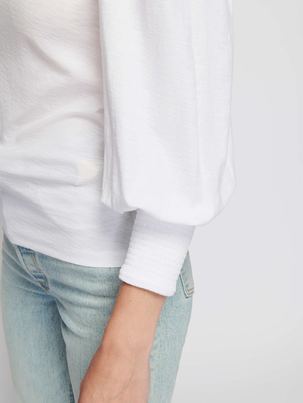 Nation LTD "Loren" Smocked Neck Tee-White