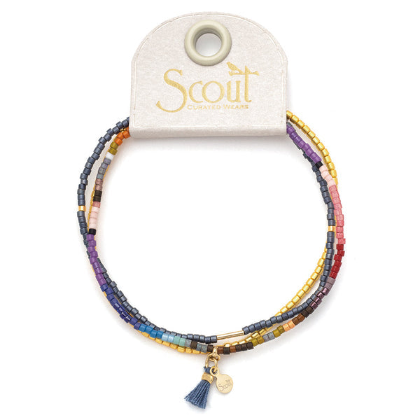Scout Curated Wears "Chromacolor" Miyuki Bracelet Trio - Dark Multi/Gold