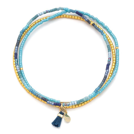 Scout Curated Wears "Chromacolor" Miyuki Bracelet Trio -Cobalt Multi/Gold