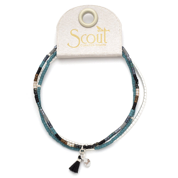 Scout Curated Wears "Chromacolor" Miyuki Bracelet Trio -Black Multi/Silver