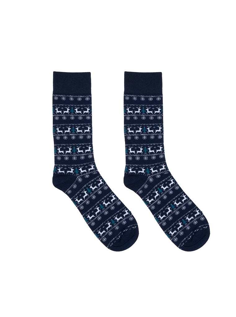 Living Royal Men's Bamboo Crew Socks-Reindeer
