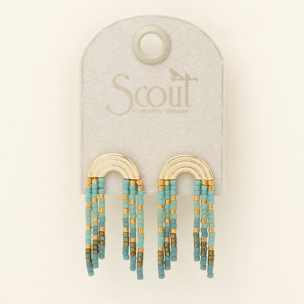 Scout Curated Wears "Chromacolor" Miyuki Rainbow Fringe Earring - Turquoise/Mint/Gold