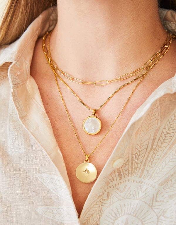 Spartina 449 SP Petite Photo Locket Starburst Necklace 18"-Gold/Crystal