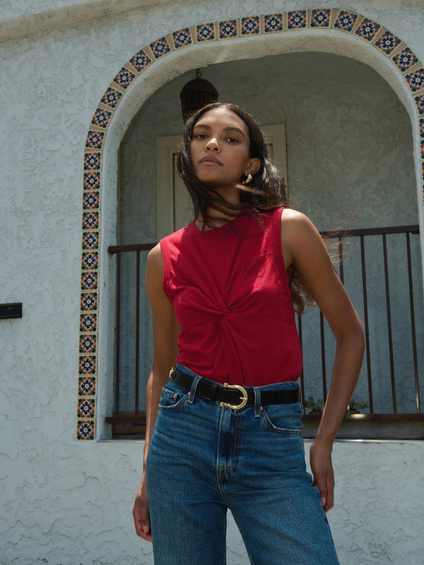Nation LTD “Neve” Twist Tank - Rio Red