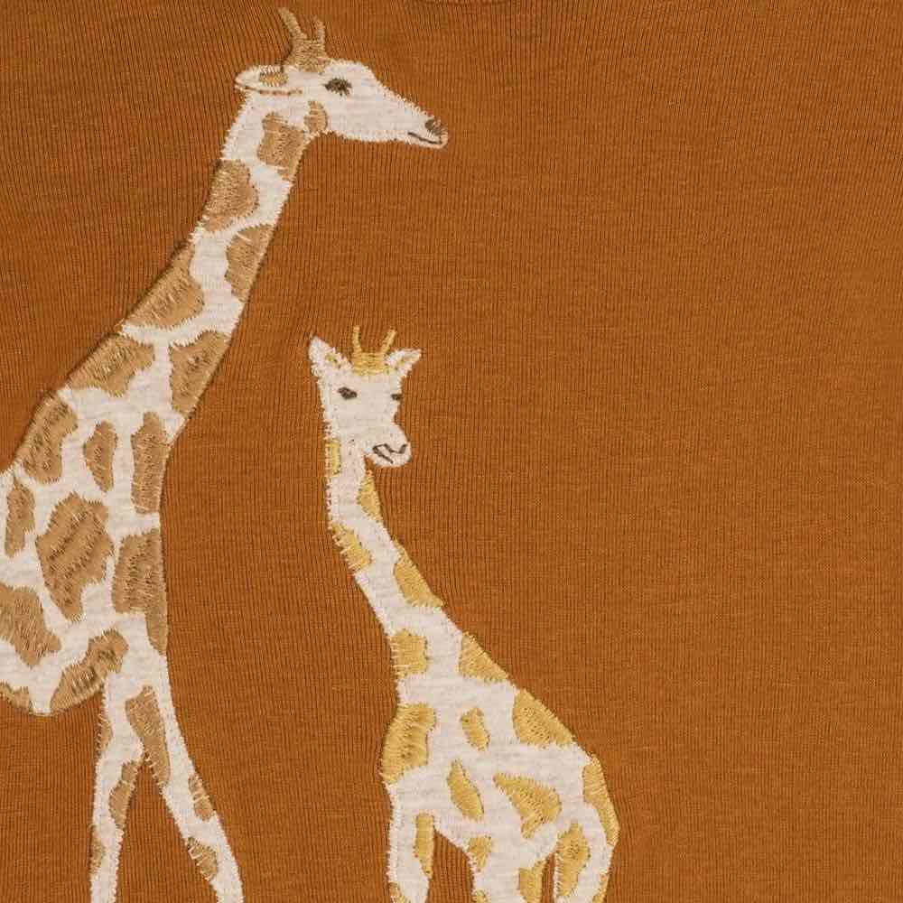Milkbarn Kids Organic Appliqué One Piece-Orange Giraffe