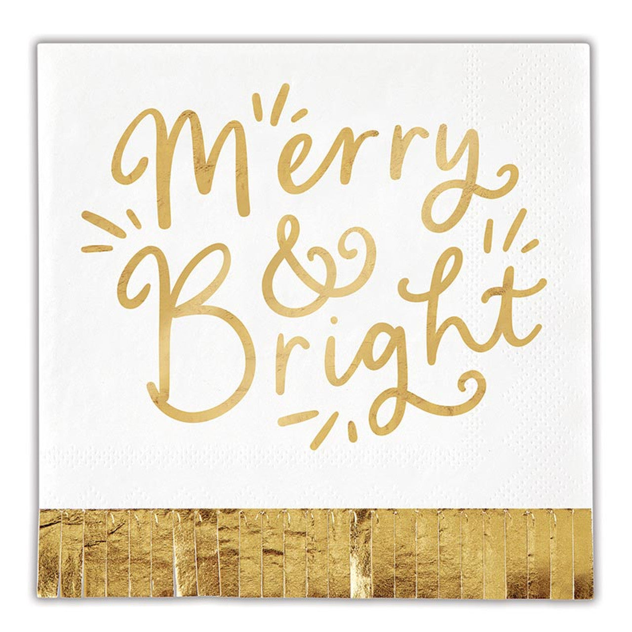 Slant "Merry & Bright" Foil Fringe Napkins (pack of 20)