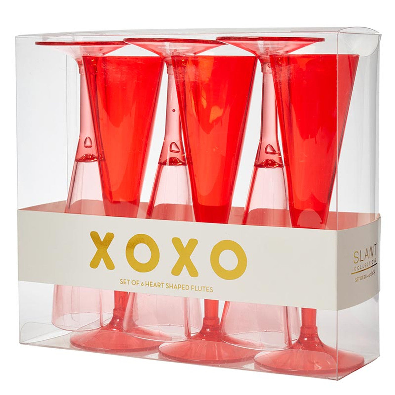 Slant Acrylic Heart Champagne Flute - Set of 6