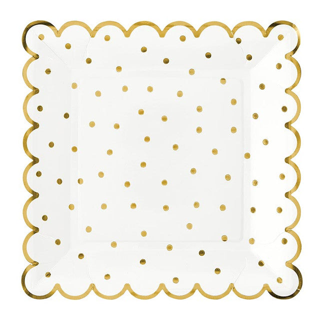 Slant Collections "Scallop Gold Dot" Plate