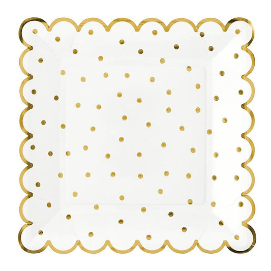 Slant Collections "Scallop Gold Dot" Plate