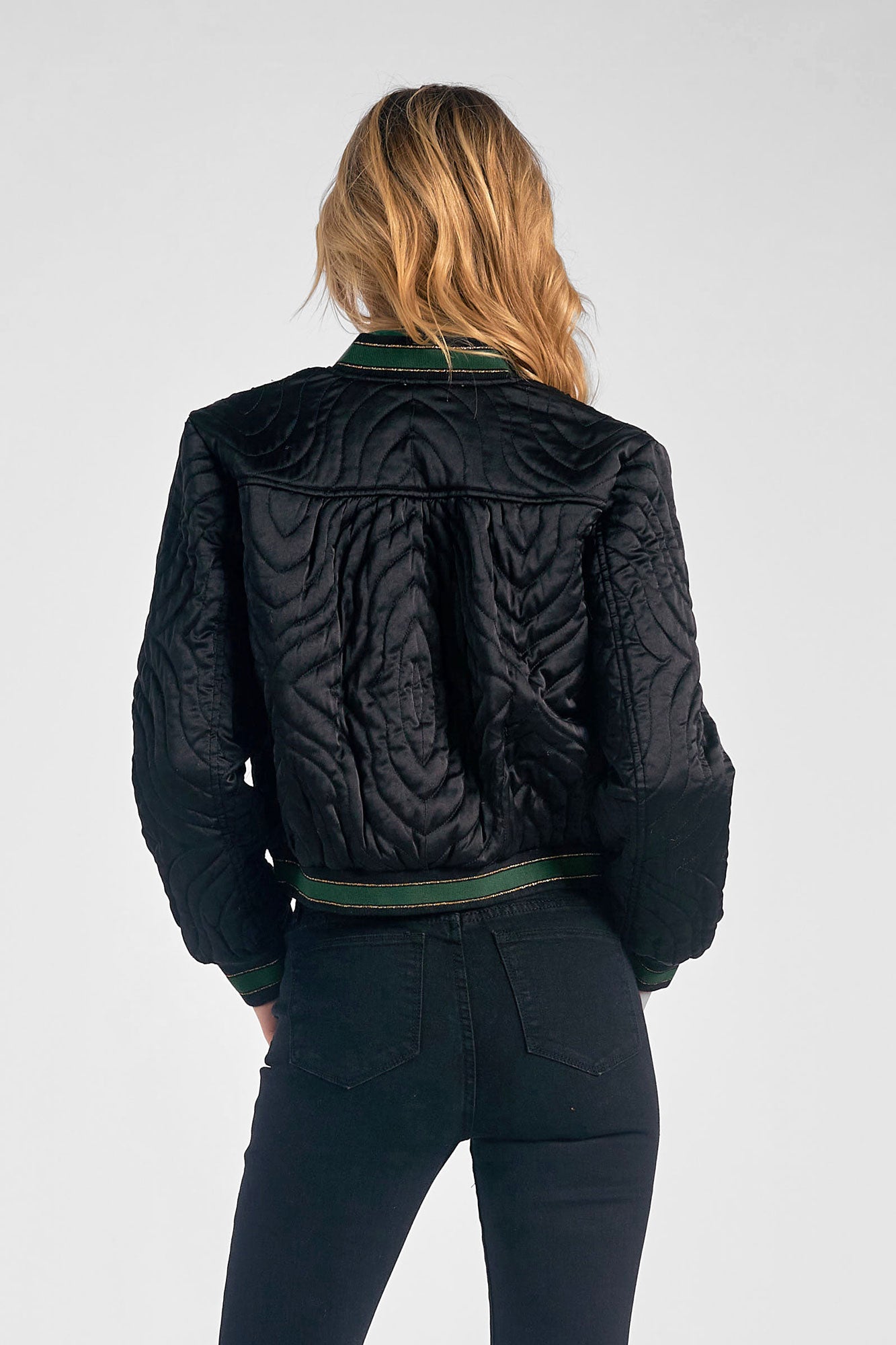 Elan Quilted Bomber Jacket-Black