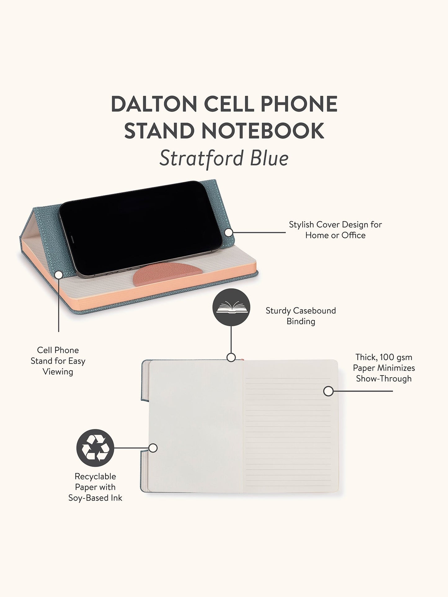 Studio Oh! "Dalton" Cell Phone Stand Notebook-Stratford Blue