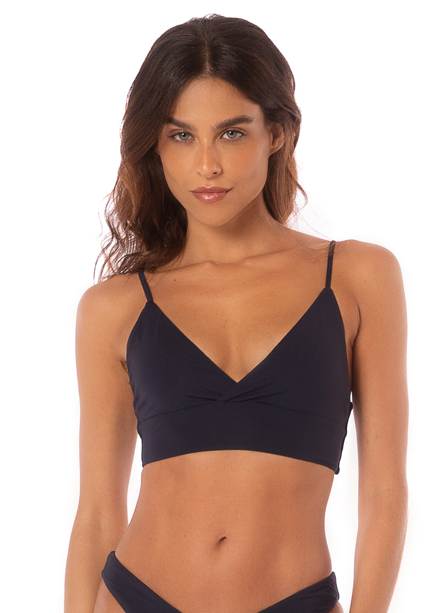 Maaji Swimwear "Blue Deep" Criss Cross Triangle Long Line Bikini Top