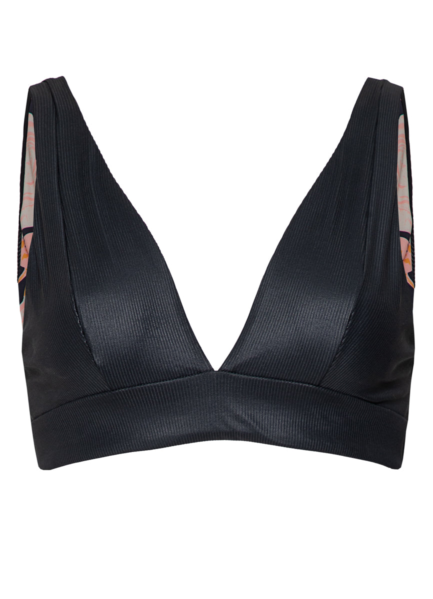 Maaji Swimwear "Onyx Black" Paradisial Long Line Triangle Bikini Top