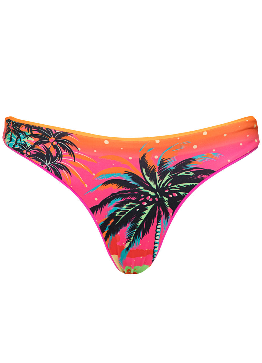 Maaji Swimwear "Poppy Pink" Iconic Regular Rise Thin Side Bikini Bottom