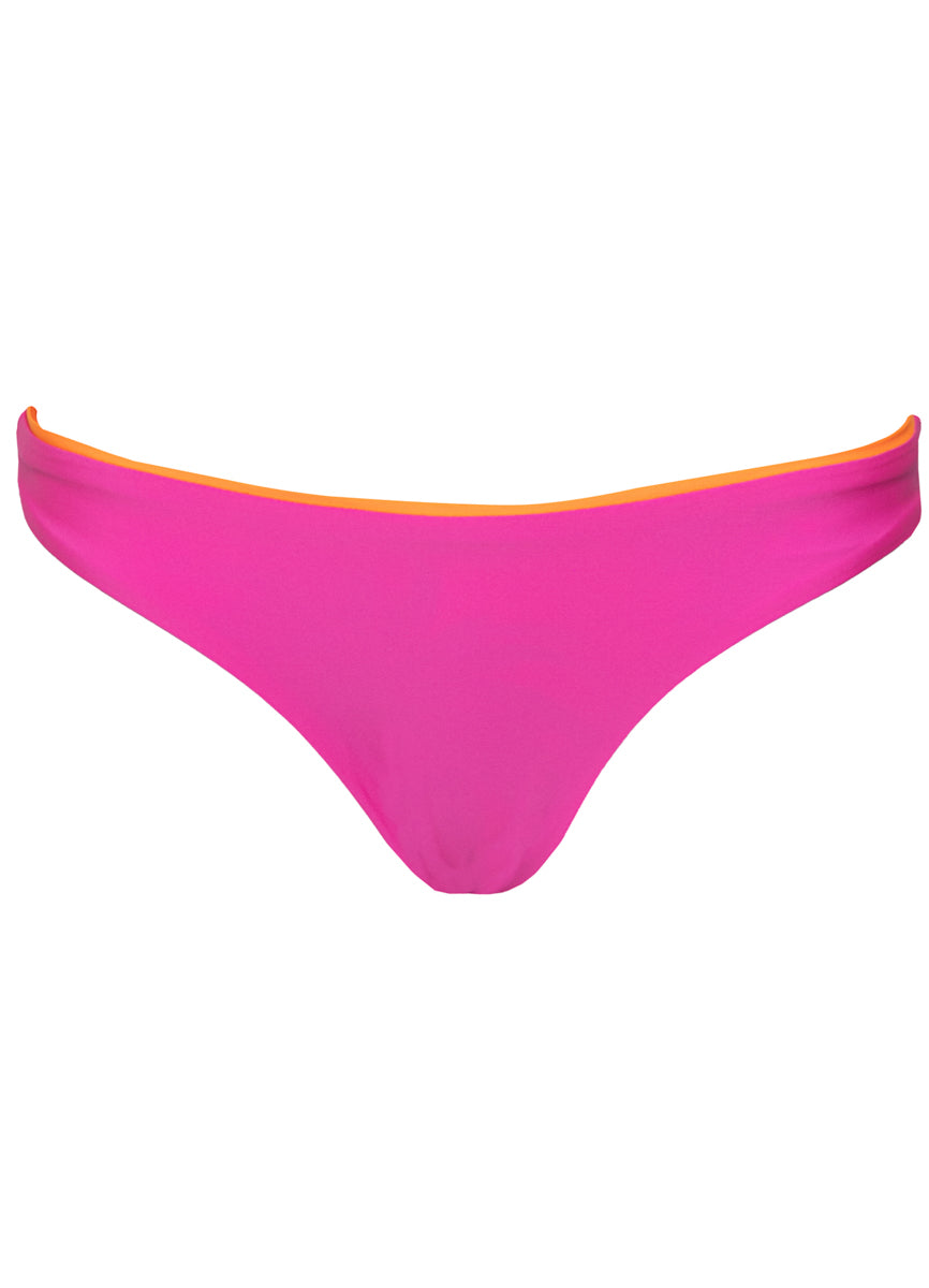 Maaji Swimwear "Poppy Pink" Iconic Regular Rise Thin Side Bikini Bottom