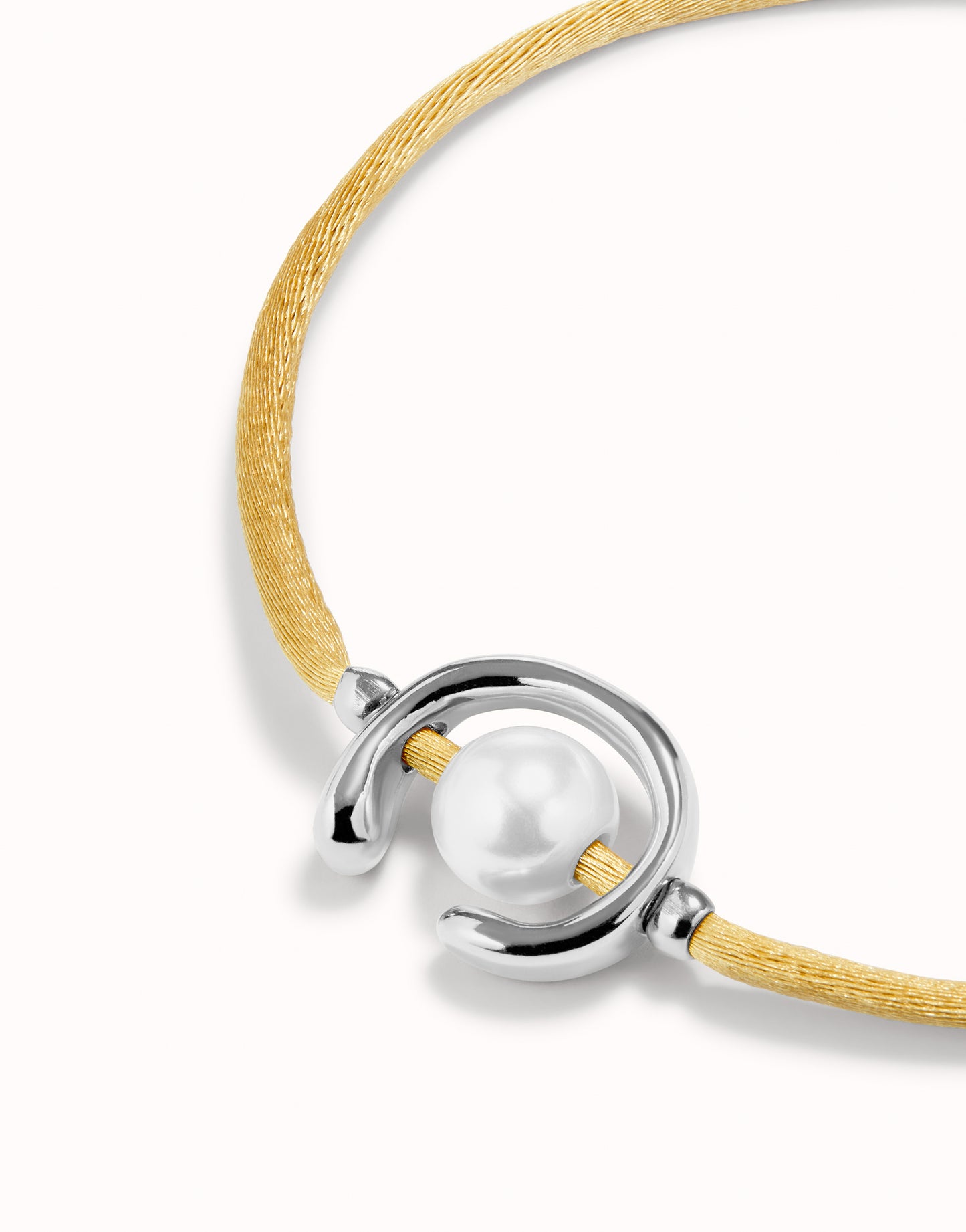 Uno de 50 "Be Different" Satin Cord Bracelet-Silver/Camel