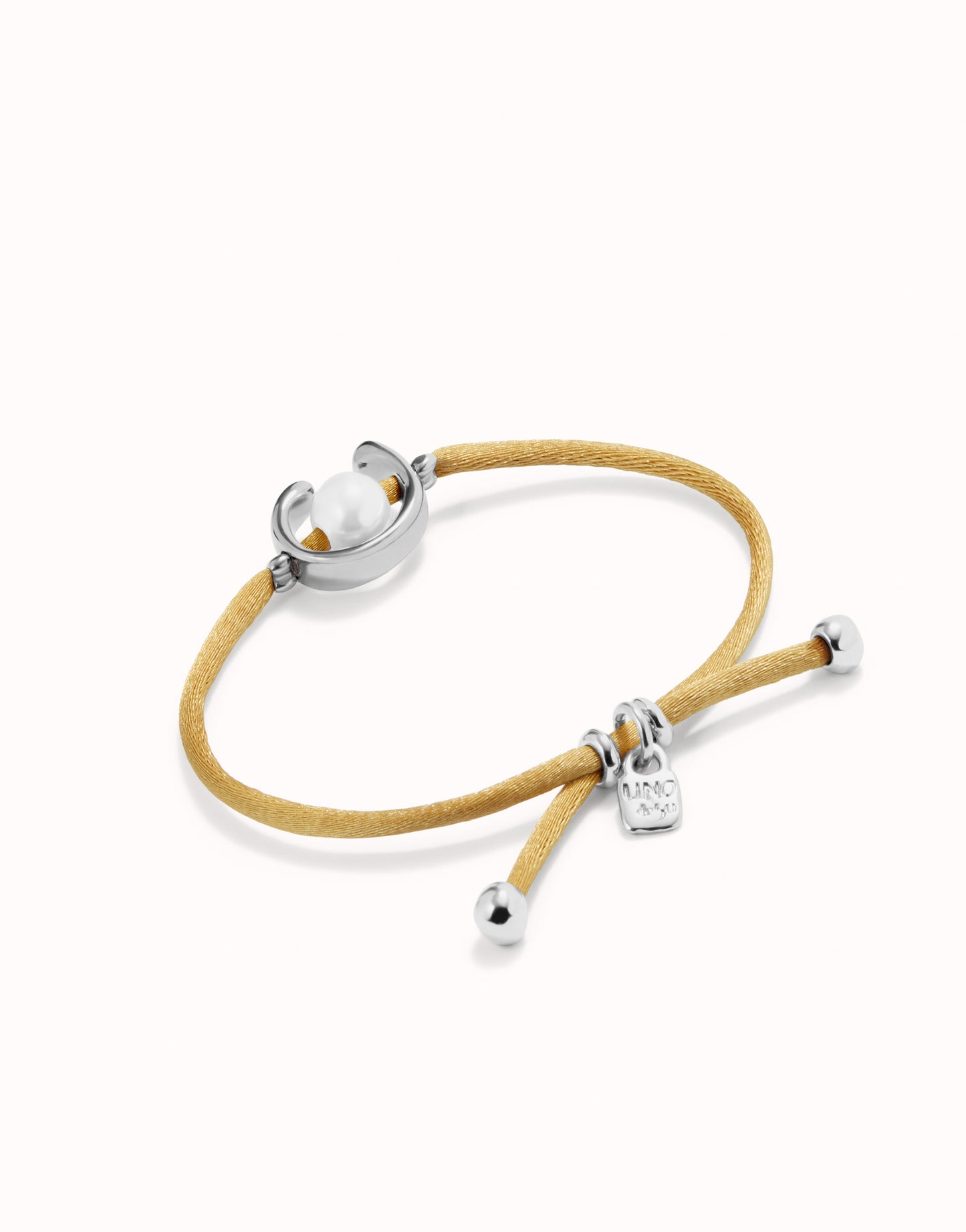 Uno de 50 "Be Different" Satin Cord Bracelet-Silver/Camel