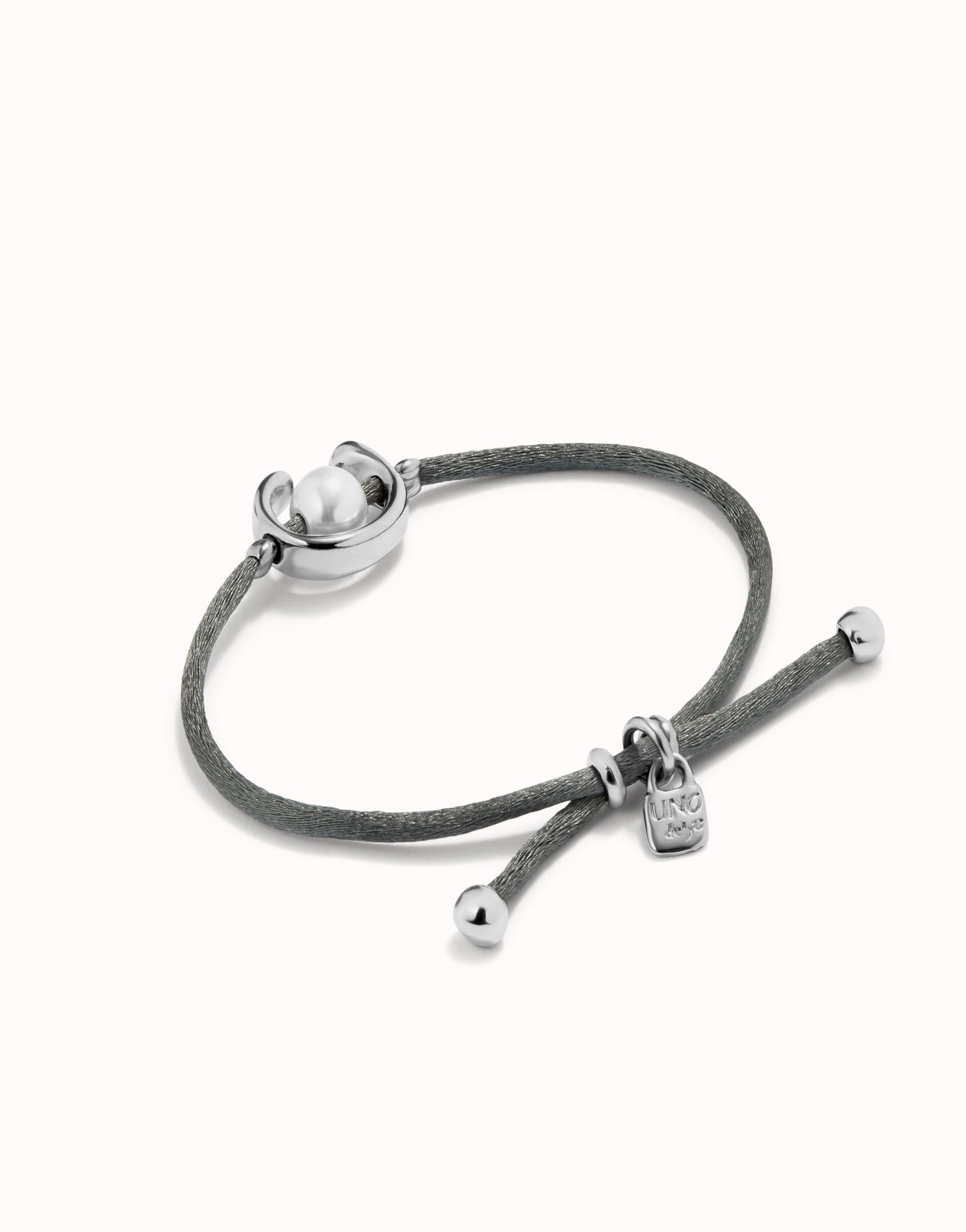 Uno de 50 "Be Different" Satin Cord Bracelet-Silver/Grey