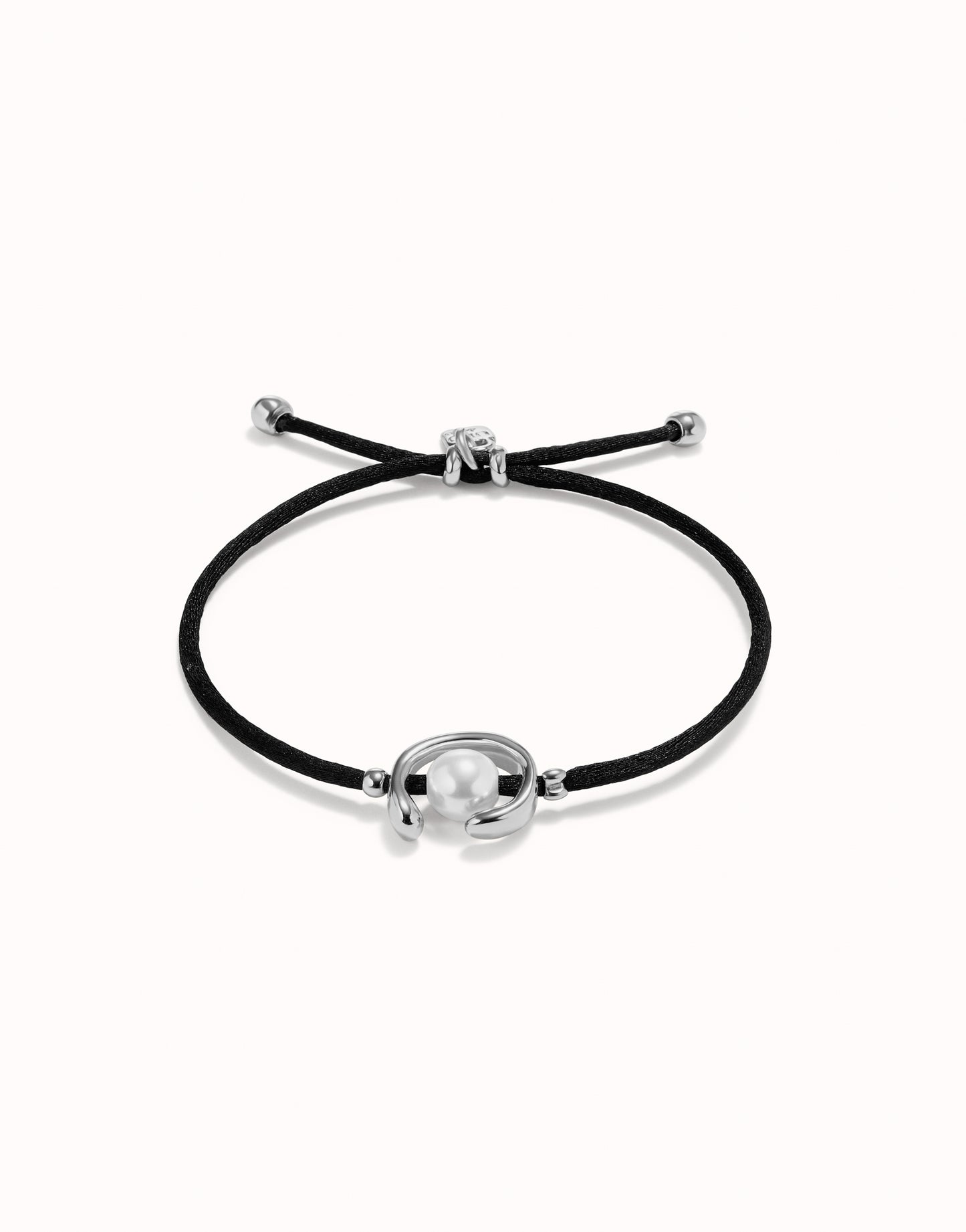 Uno de 50 "To Be Different" Satin Cord Bracelet-Silver/Black