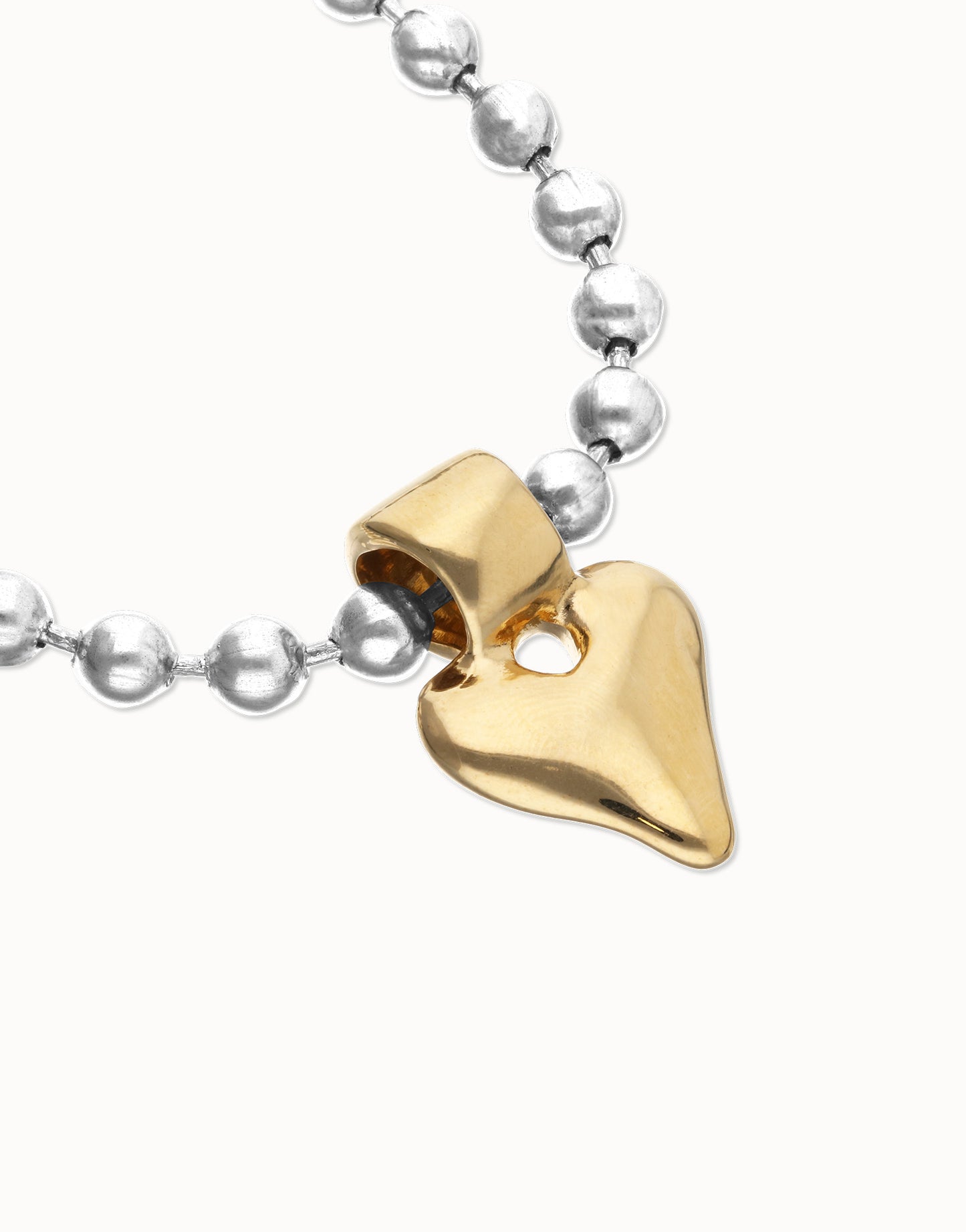 Uno de 50 "Palpito” Bead Bracelet with Heart Detail-Silver/Gold