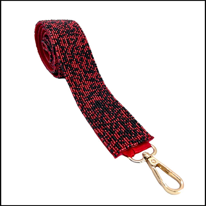 Game Day Luxe "The Courtney" Beaded Confetti Strap - Red and Black