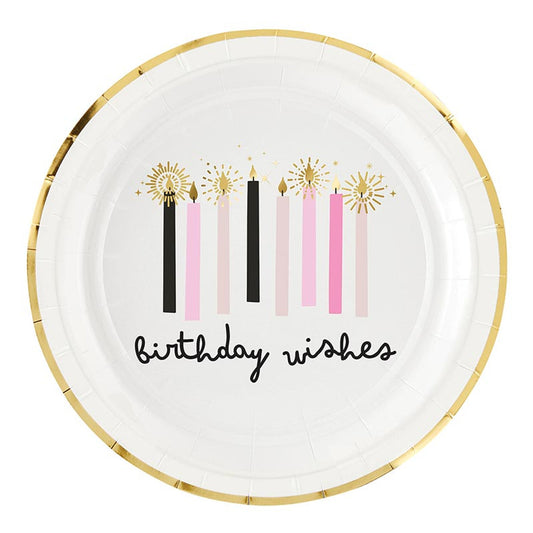 Slant Foil Paper Plate-Birthday Wishes