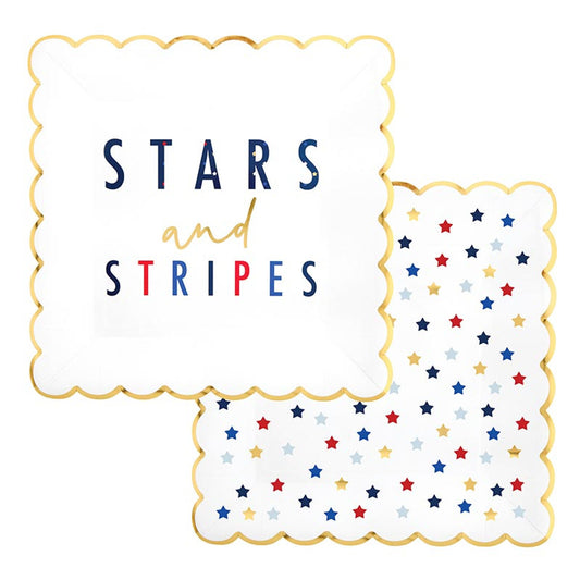 Slant Scalloped Paper Plate-4th of July