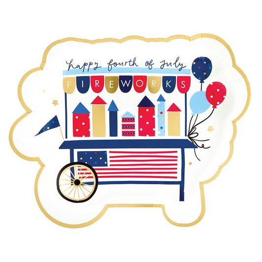 Slant Foil Die Cut Paper Plate-Fireworks