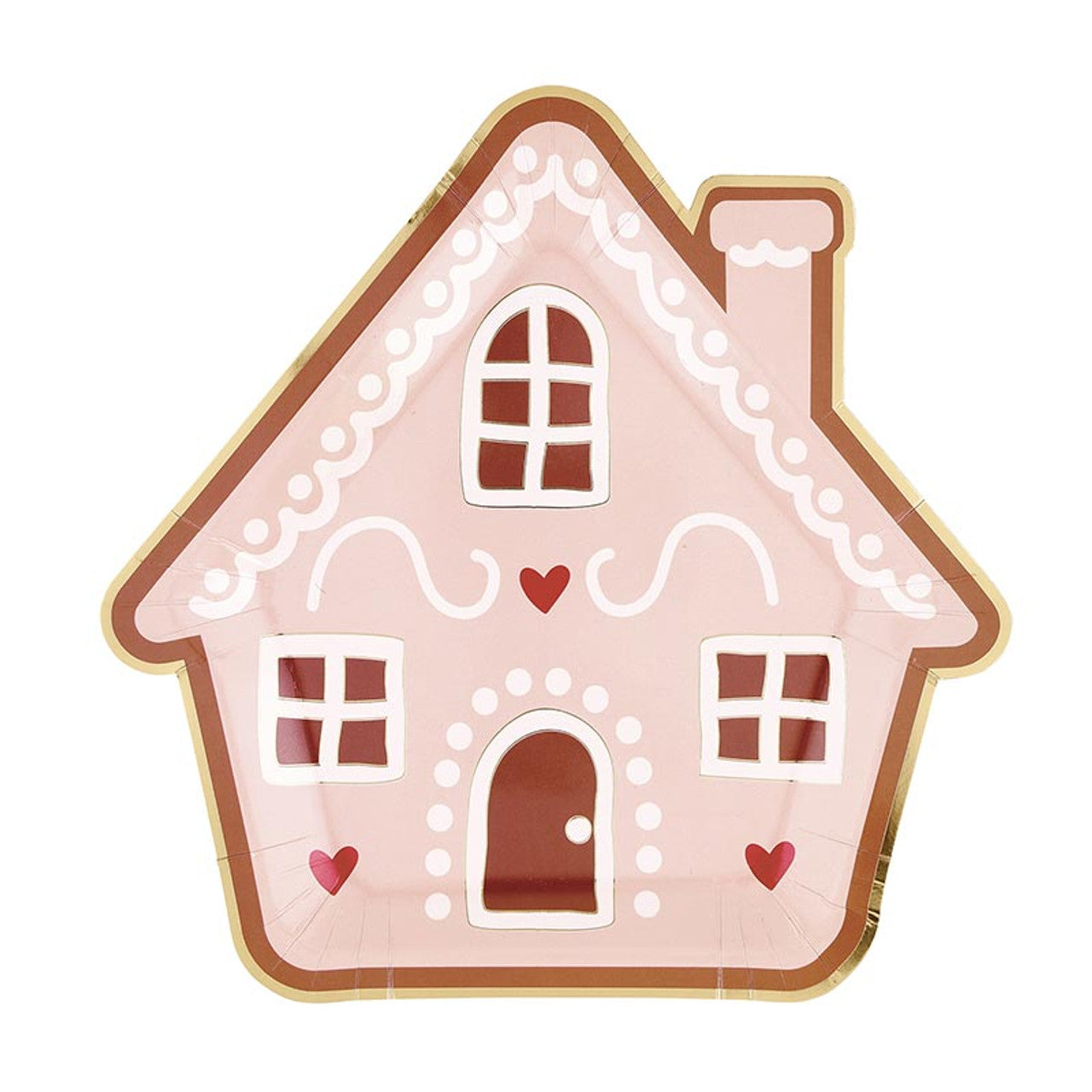 Slant Shaped Paper Plates - Gingerbread House - 8ct