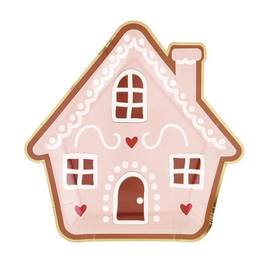 Slant Shaped Paper Plates - Gingerbread House - 8ct