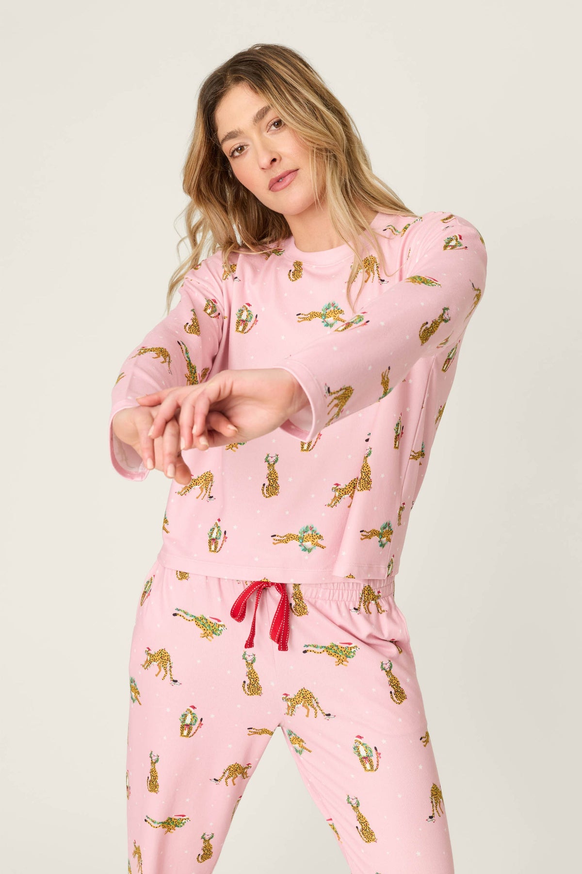 PJ Salvage "Very Merry Wild for the Holidays" L/S Pajama Top-Pink Orchid