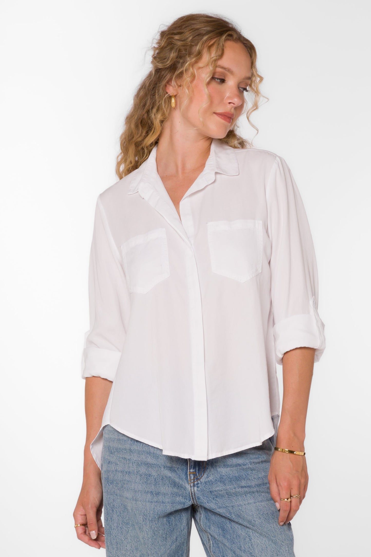 Velvet Heart "Riley" Rolled Tab Sleeve-Optic White