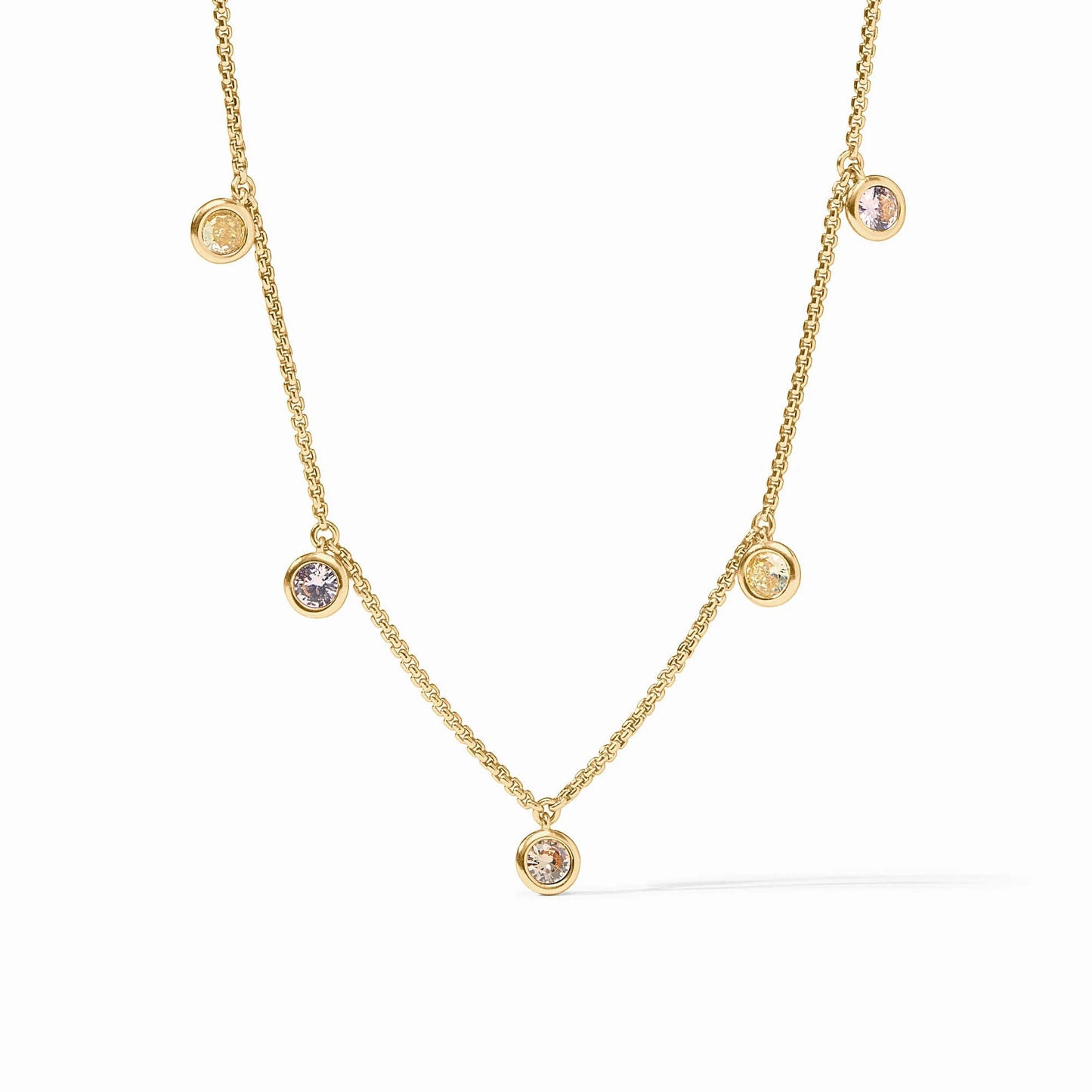 Julie Vos "Rainbow Delicate Charm Necklace"- Champagne Radiance