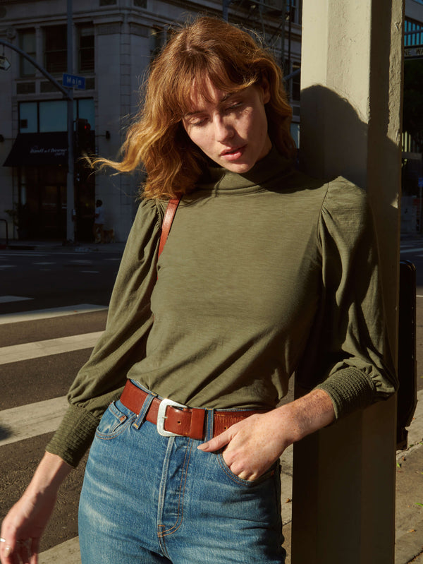 Nation LTD "Sawyer" Femme Turtleneck-Stoned Moss