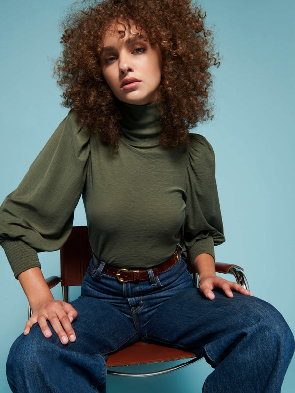 Nation LTD "Sawyer" Femme Turtleneck-Stoned Moss
