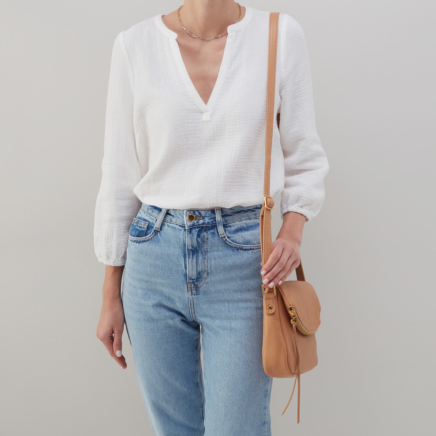 Hobo Bags “Fern” Messenger Crossbody-Chalk
