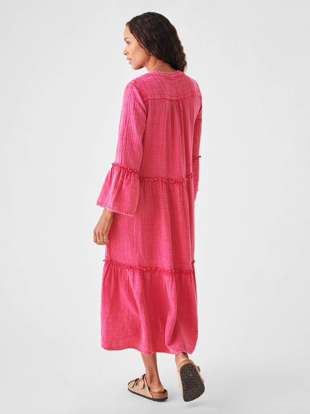 Faherty Dream Cotton Gauze Vida Midi Dress-Granita