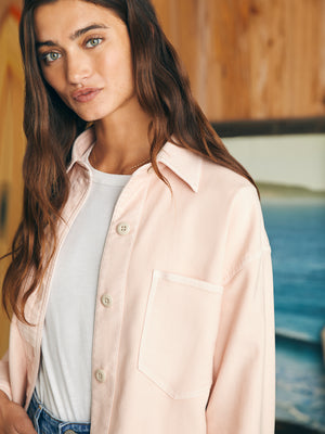 Faherty Stretch Terry Overshirt-Peach Whip