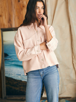 Faherty Stretch Terry Overshirt-Peach Whip