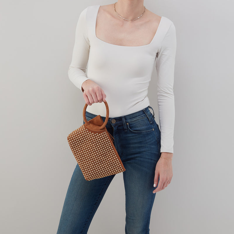 Hobo Bags "Maggie" Suede Clutch-Caramel