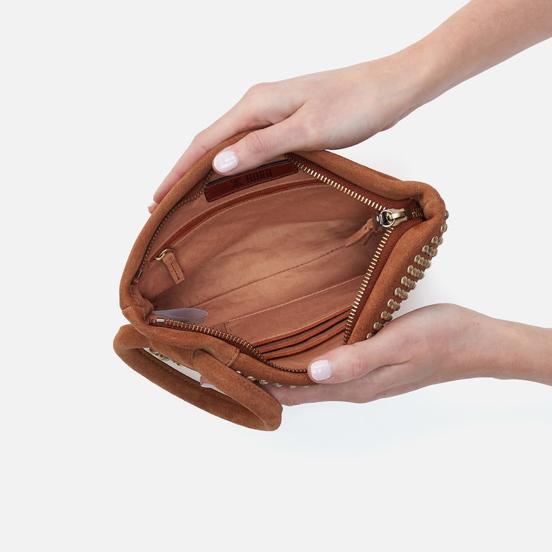 Hobo Bags "Maggie" Suede Clutch-Caramel