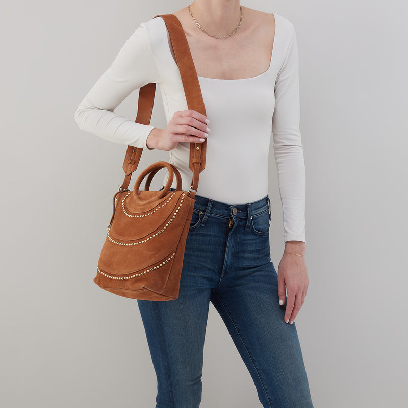 Hobo Bags "Maggie" Suede Clutch-Caramel