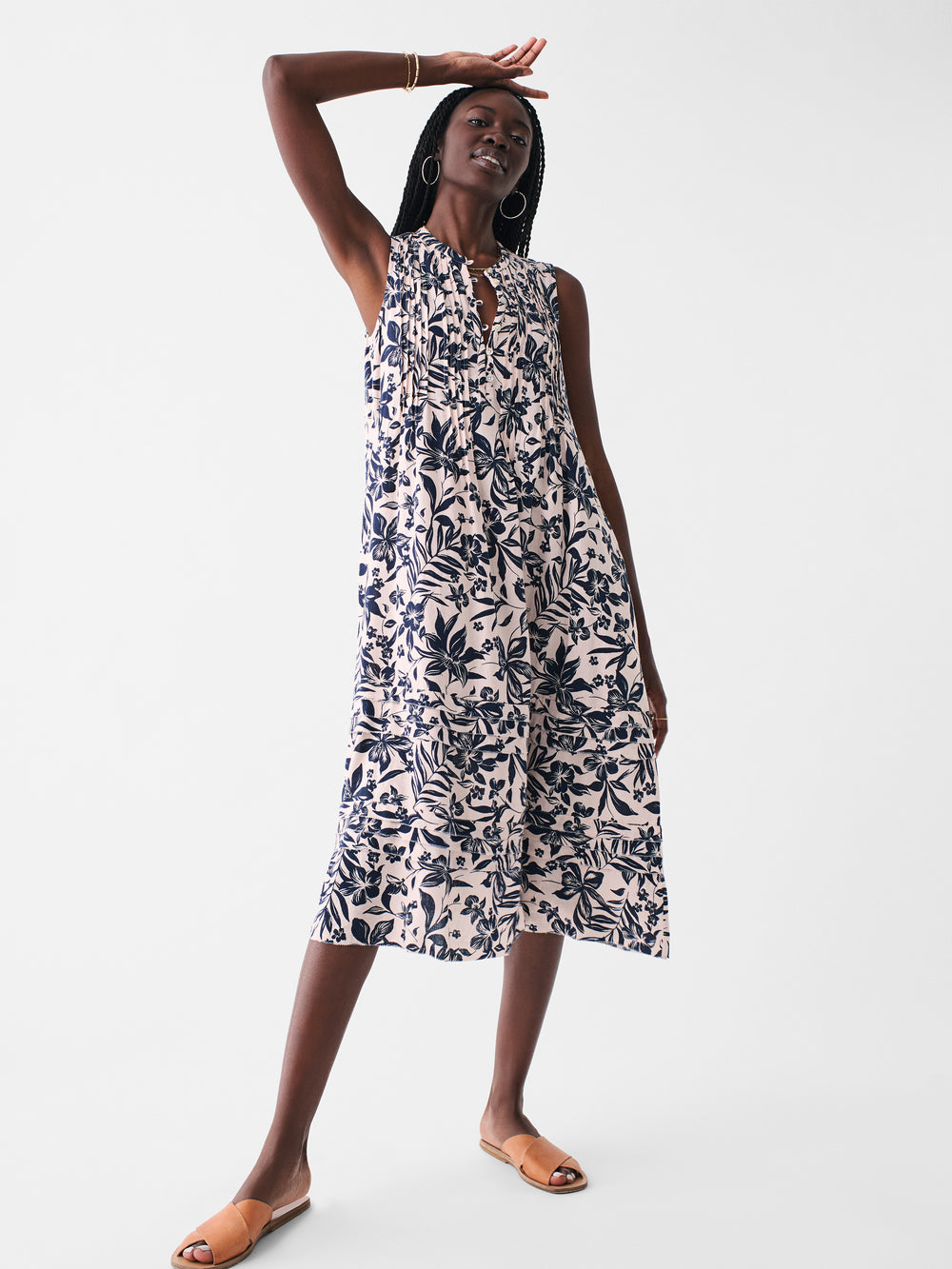 Faherty Isha Midi Dress-Neutral Hawaiian
