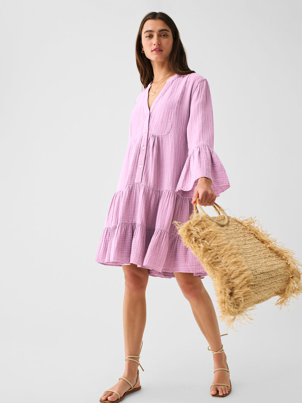 Faherty Dream Cotton Gauze Kasey Dress- Nirvana