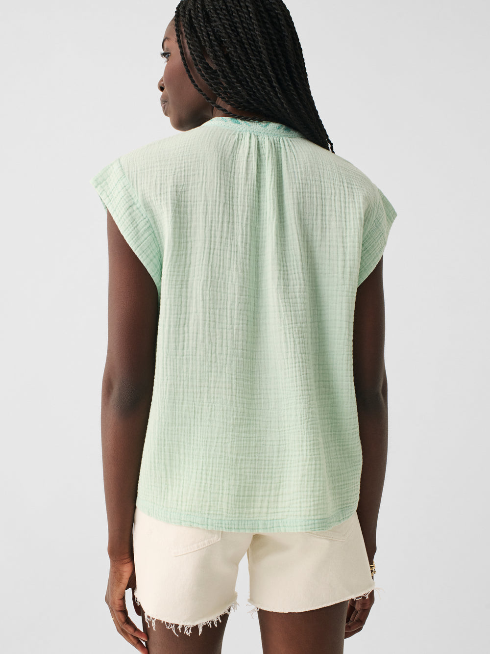 Faherty Dream Cotton Gauze Lucia Top-Surf Spray