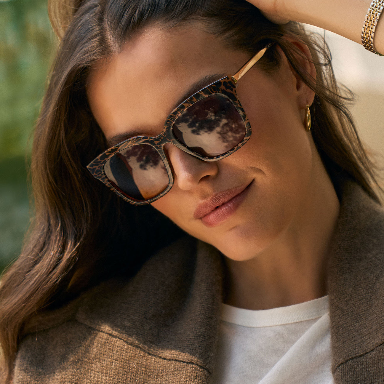 Diff Eyewear "Bella" Animal + Brown Gradient