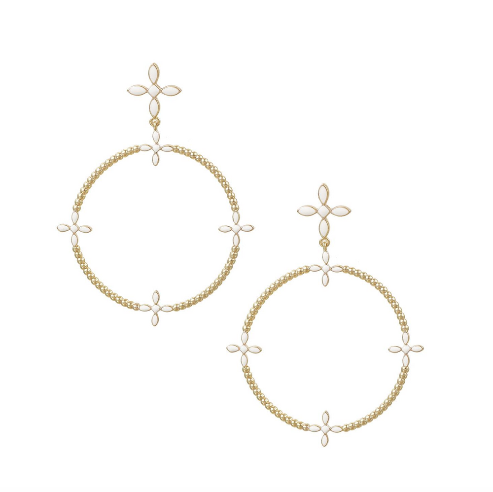 Natalie Wood Designs "Radiant" Beaded Statement Earrings-White