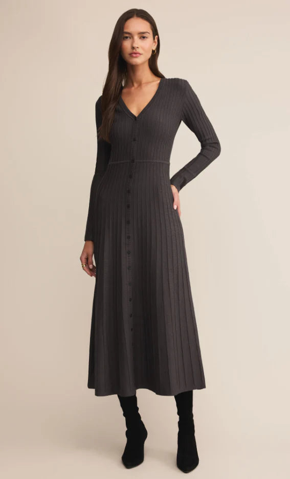 Z Supply Jasper Midi Sweater Dress - Charcoal Heather