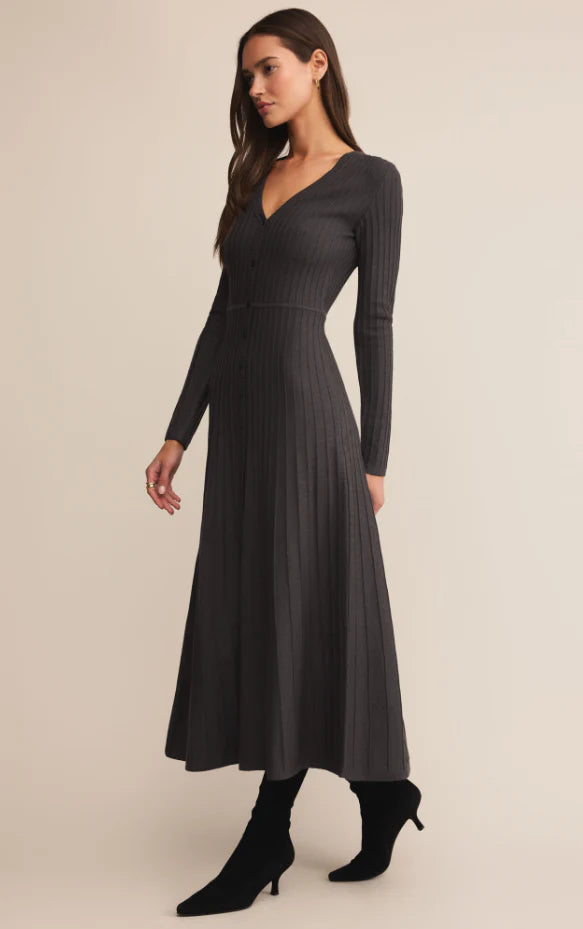 Z Supply Jasper Midi Sweater Dress - Charcoal Heather