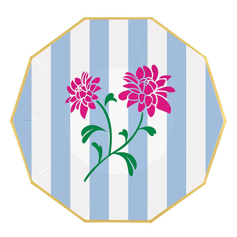 Slant Collections Decagon Foil Paper Plates - Mahjong Floral - 8ct